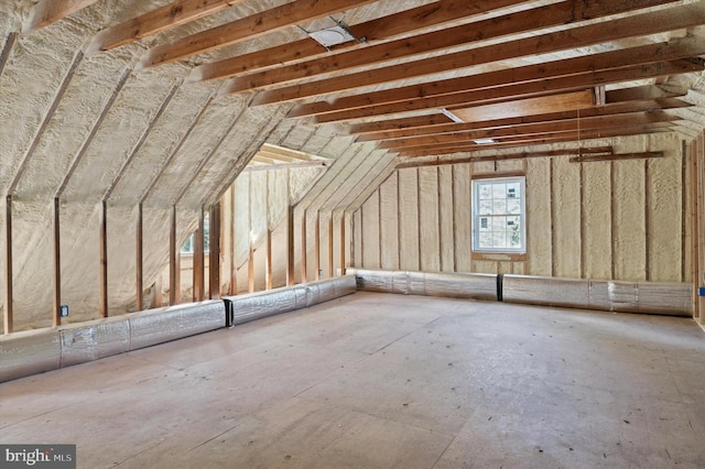 view of unfinished attic