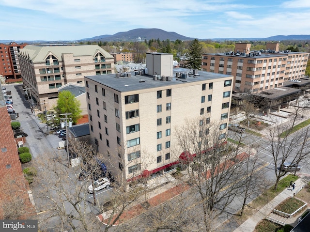 aerial view with a mountain view