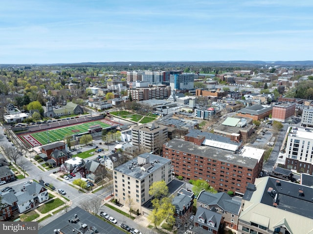 aerial view with a city view