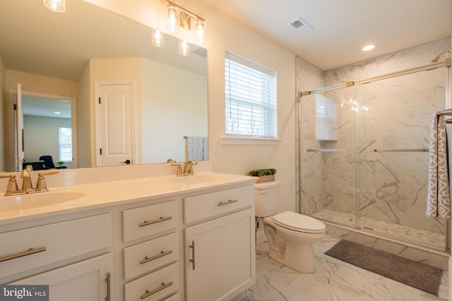 131 Chinaberry Way, Kunkletown, PA 18058 - full bath with double vanity, a marble finish shower, a sink, and marble finish floor