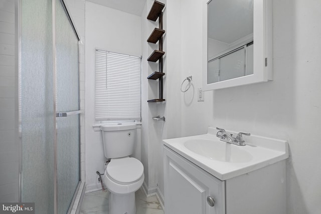 3800 Spring Garden St, Philadelphia, PA 19104 - full bath featuring vanity, a shower stall, toilet, and marble finish floor