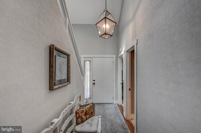 116 Snow Ridge Cir, Lake Harmony, PA 18624 - entrance foyer featuring an inviting chandelier and a towering ceiling