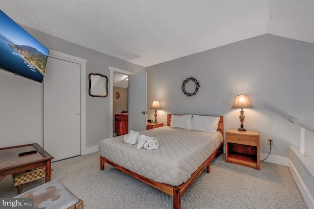 116 Snow Ridge Cir, Lake Harmony, PA 18624 - bedroom featuring carpet flooring, baseboards, and lofted ceiling