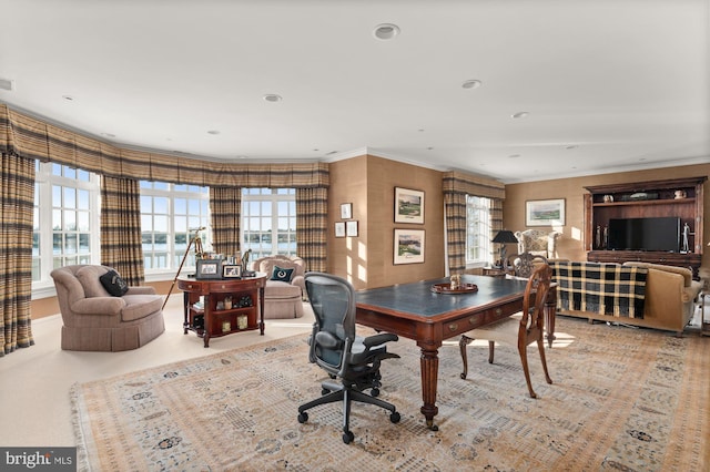 8620 Bozman Neavitt, Saint Michaels, MD 21663 - dining area with crown molding, a water view, and visible vents