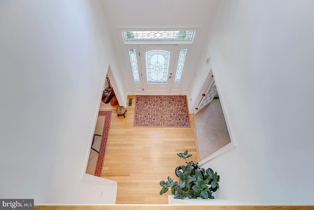 22758 Red Bay Ln, Milton, DE 19968 - entryway featuring wood finished floors and a towering ceiling