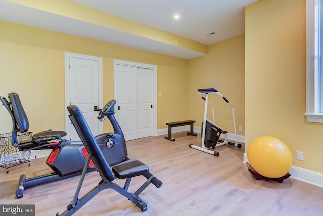 916 Prescott, Berwyn, PA 19312 - workout room featuring wood finished floors and baseboards