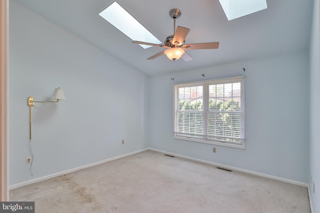 1514 Ravena St Unit D, Bethlehem, PA 18015 - carpeted spare room featuring baseboards, lofted ceiling with skylight, and visible vents