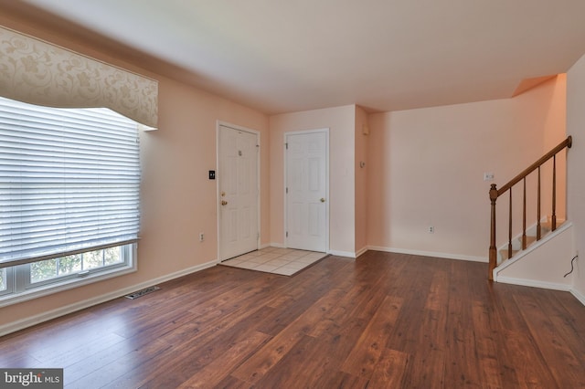 1514 Ravena St Unit D, Bethlehem, PA 18015 - entrance foyer with visible vents, stairs, baseboards, and hardwood / wood-style flooring