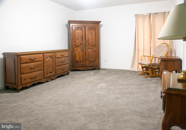 living area with light carpet