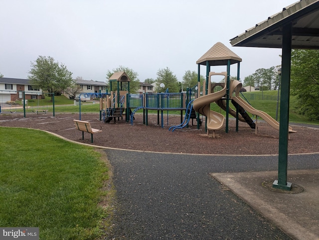 communal playground with a yard