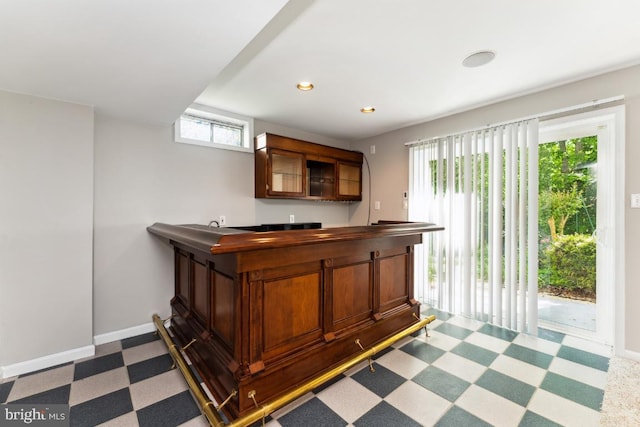 15533 Pamplin Pipe Ct, Manassas, VA 20112 - indoor bar with recessed lighting, tile patterned floors, and baseboards
