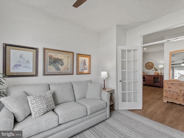 20515 Anchor Ln, Frankford, DE 19945 - living room featuring ceiling fan and wood finished floors