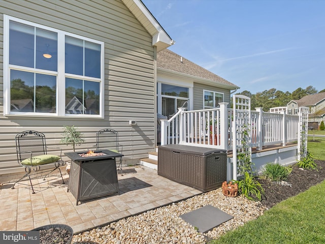 20515 Anchor Ln, Frankford, DE 19945 - view of patio with a wooden deck and a fire pit