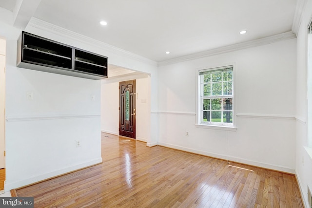 9239 Sand Creek Ct, Burke, VA 22015 - empty room with wood-type flooring, ornamental molding, baseboards, and recessed lighting