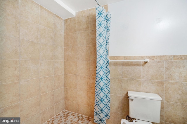 full bath featuring toilet and tiled shower