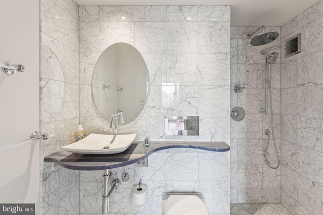 200 Locust St Unit 24Bn, Philadelphia, PA 19106 - bathroom with a sink, tiled shower, and visible vents