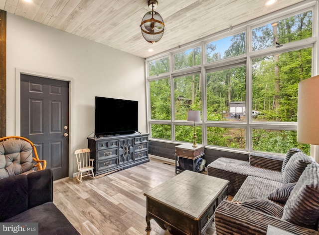 117 Holly Ln, Pilesgrove, NJ 08098 - living area featuring wood ceiling, wood finished floors, and recessed lighting