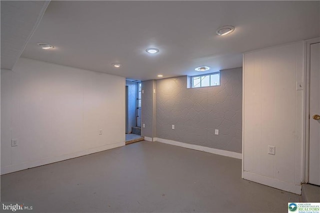below grade area with recessed lighting
