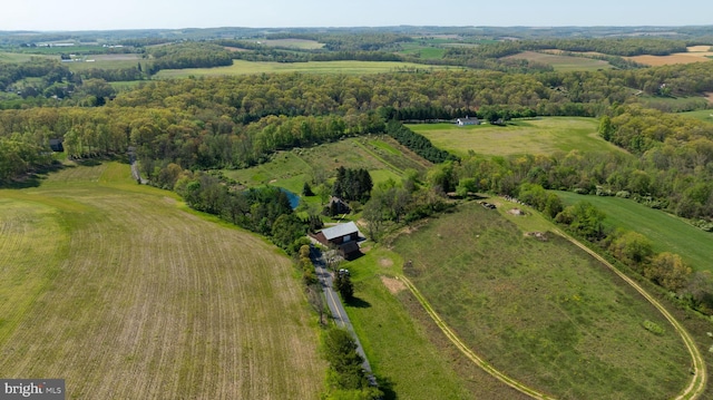 drone / aerial view featuring a rural view
