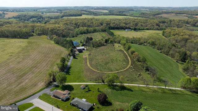 bird's eye view with a rural view