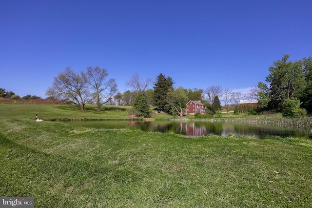 view of yard with a water view