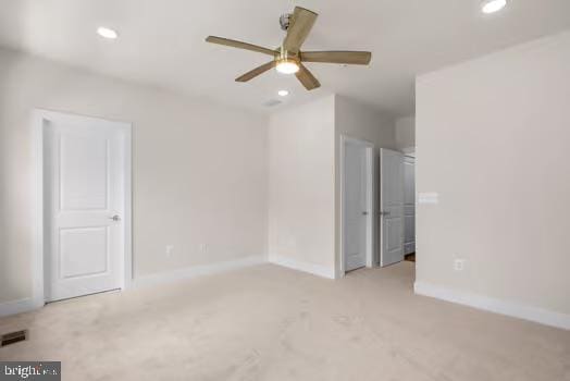 136 Salinger Dr Unit 136, Gaithersburg, MD 20878 - unfurnished bedroom featuring recessed lighting, baseboards, carpet, and a ceiling fan