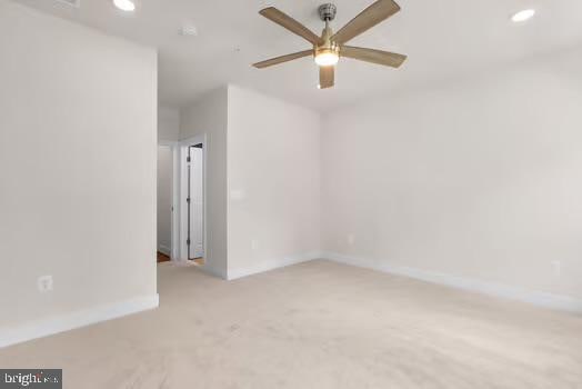 136 Salinger Dr Unit 136, Gaithersburg, MD 20878 - spare room featuring baseboards, carpet floors, recessed lighting, and ceiling fan
