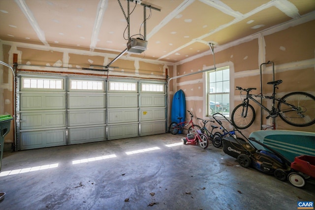 garage with a garage door opener