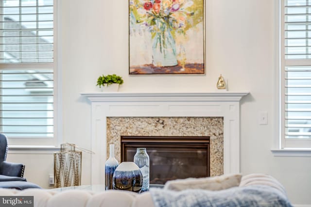 detailed view of a fireplace