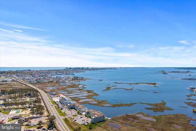 bird's eye view featuring a water view