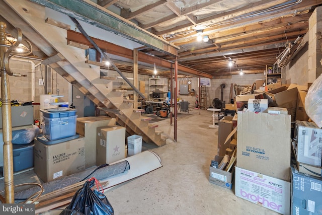 unfinished below grade area with stairway