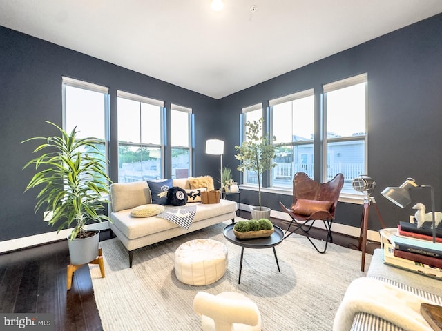 living room featuring baseboards and wood finished floors
