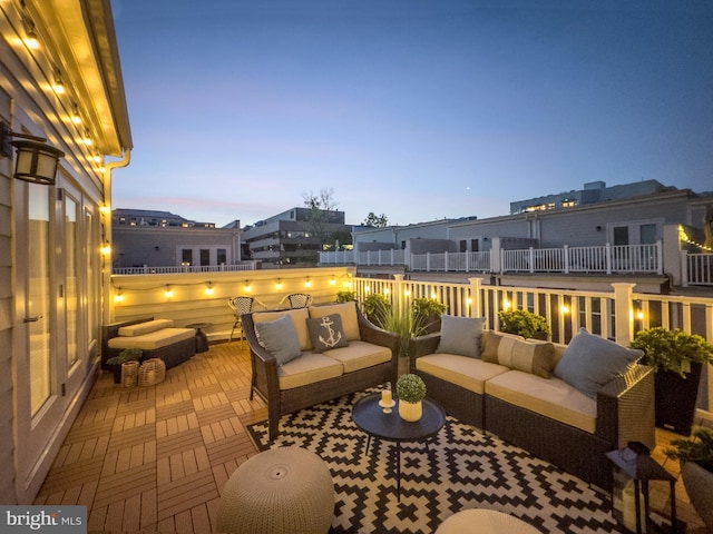 view of patio / terrace featuring a balcony and an outdoor hangout area