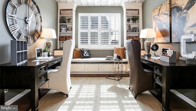 office with light colored carpet