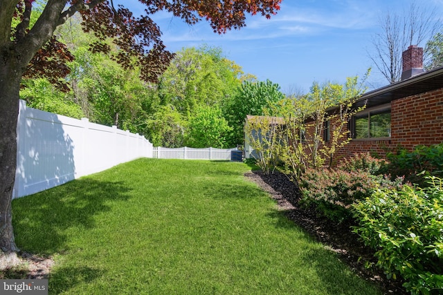 view of yard featuring a fenced backyard