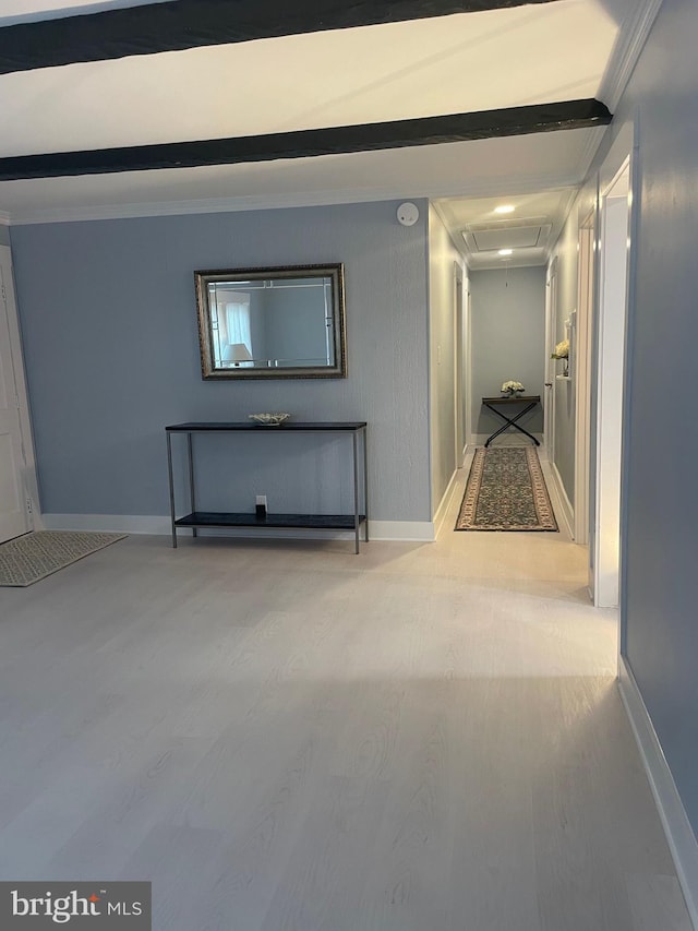 3 Talbot Ave, Cambridge, MD 21613 - hall featuring attic access, wood finished floors, and baseboards