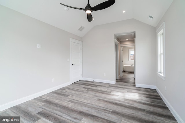 339 11th, Ship Bottom, NJ 08008 - spare room featuring a ceiling fan, lofted ceiling, wood finished floors, baseboards, and attic access