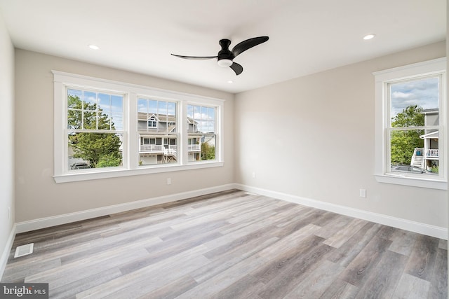 339 11th, Ship Bottom, NJ 08008 - empty room featuring wood finished floors, ceiling fan, baseboards, and recessed lighting