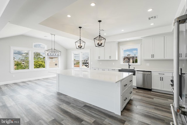 339 11th, Ship Bottom, NJ 08008 - kitchen featuring stainless steel dishwasher, light countertops, plenty of natural light, a kitchen island, and recessed lighting
