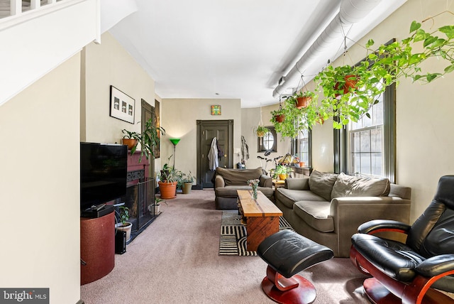 living room with carpet