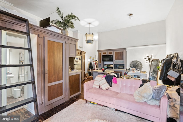 living room with wood finished floors
