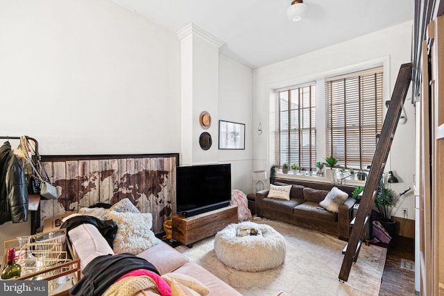 living area featuring wood finished floors