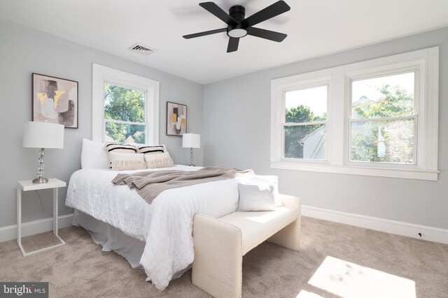 1119 Overbrook Rd, Baltimore, MD 21239 - bedroom featuring light colored carpet, baseboards, and ceiling fan