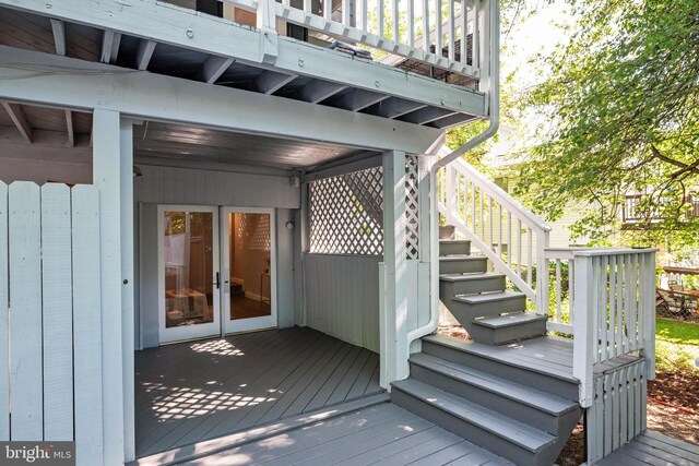 1119 Overbrook Rd, Baltimore, MD 21239 - wooden deck featuring stairs and french doors