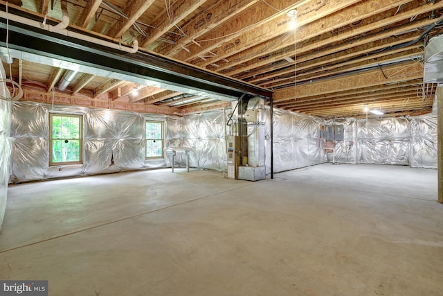 below grade area with heating unit