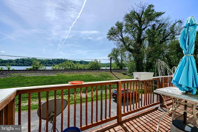 deck with a water view
