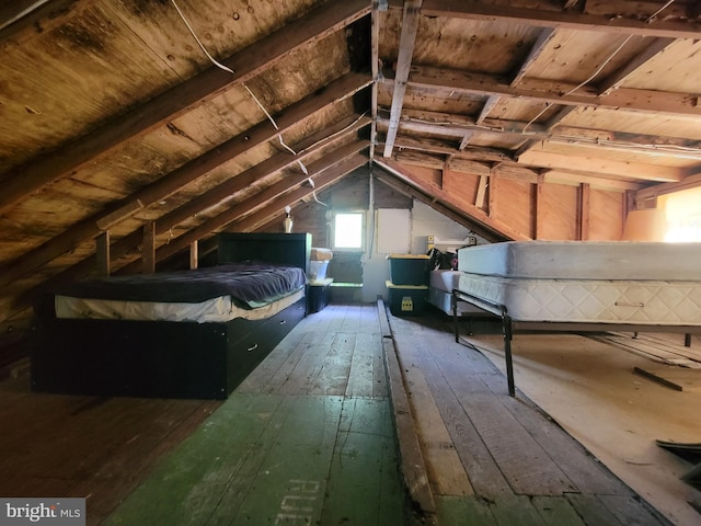 view of unfinished attic
