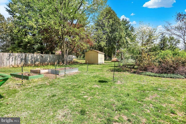 3401 Eisenbrown Rd, Reading, PA 19605 - view of yard featuring a storage shed, fence, an outdoor structure, and a vegetable garden