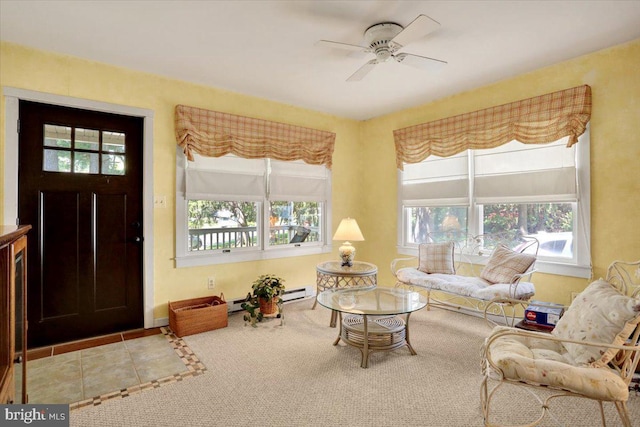 3401 Eisenbrown Rd, Reading, PA 19605 - interior space with carpet floors, a ceiling fan, and a wealth of natural light