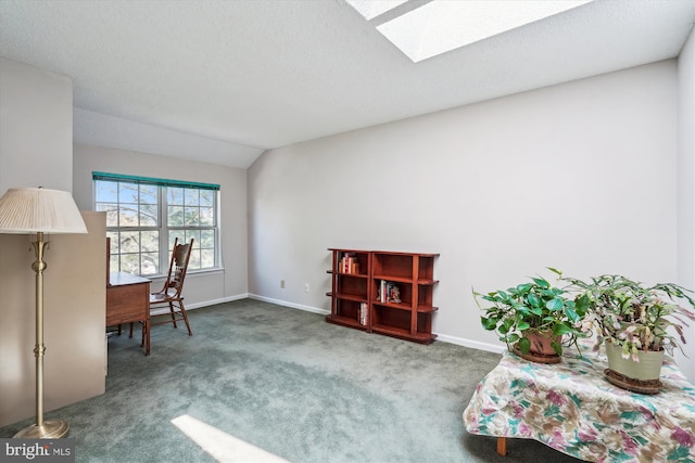 12116 Greenway Ct Unit 302, Fairfax, VA 22033 - carpeted office space with baseboards and lofted ceiling with skylight